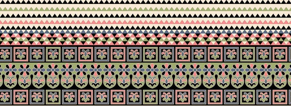 Bloemenhals Borduur Geometrisch Etnisch Oosters Patroon Traditioneel Zwarte Achtergrond Azteekse — Stockfoto