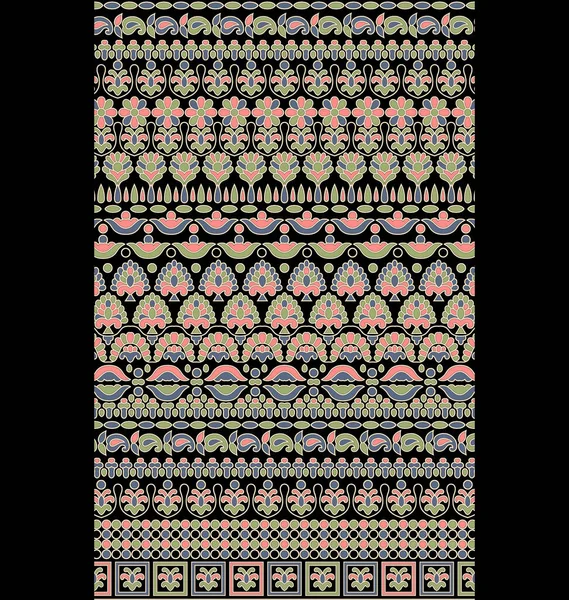 无缝隙的棕色阿拉伯花卉边框 无缝花边框设计 Textile Borders Digital Print Shawl Home Decoration — 图库照片