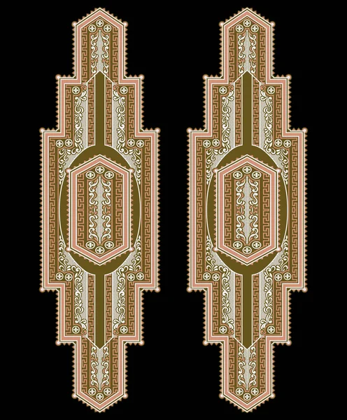 Traditional Ethnic Geometric Shapes Border Mughal Art Baroque Composition Panel — Stock Photo, Image