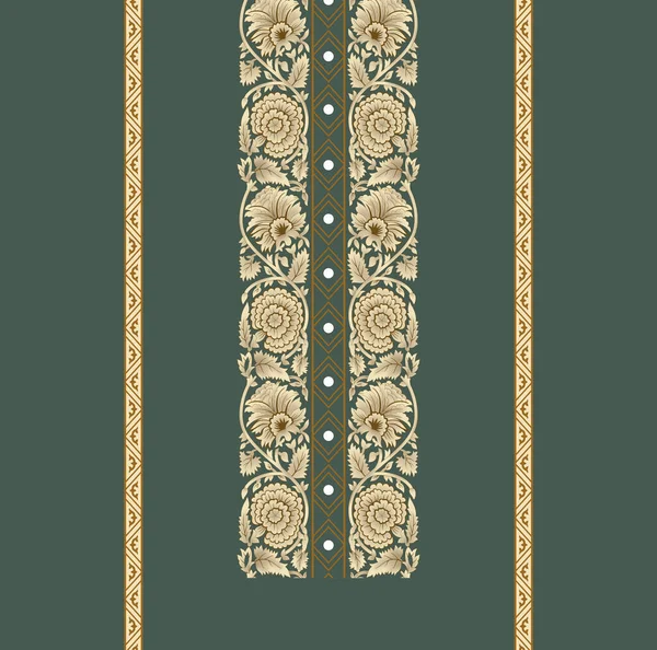 Textiel Digitale Ikat Etnische Ontwerp Set Van Damast Border Barok — Stockfoto