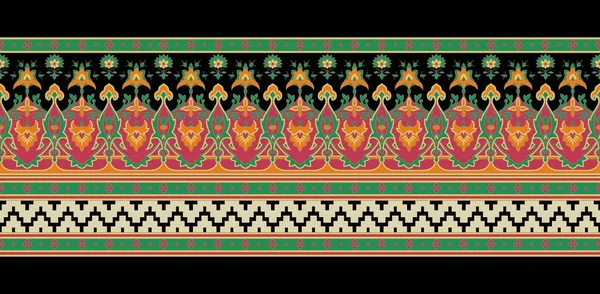 Пейсли Бордюр Цветком Племенная Граница Геометрическими Формами — стоковое фото