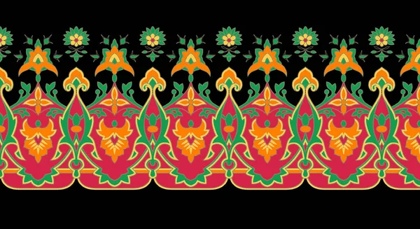 Tradycyjne Etniczne Kształty Geometryczne Granicy Mughal Sztuki Barokowej Kompozycja Panel — Zdjęcie stockowe