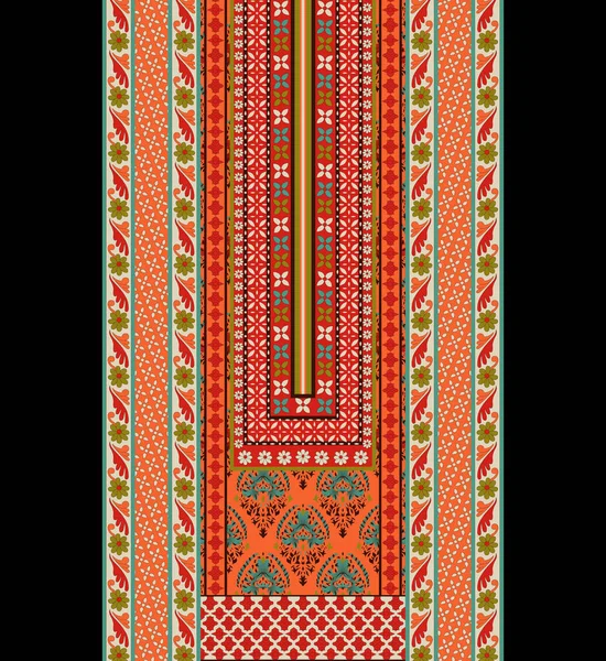 タトレエスの装飾 伝統的なパレスチナの刺繍パターン 新しいファッション美しい民族ネックラインの刺繍パターンのための服 繊維産業 — ストック写真