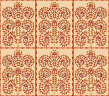 paisley and geomatrical border motif design stock illustration for shirt print. Ethnic border motif and mughal art flower bunch botanical flolar ornaments traditional patterns.