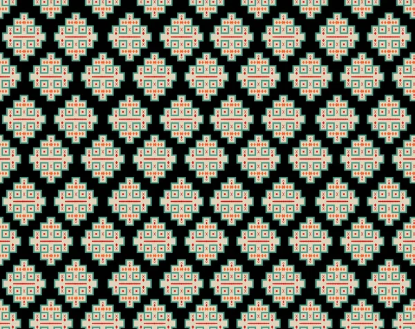 美しいタイのシームレスなパターン 黒の背景に伝統的な幾何学的な民族の東洋のパターン Aztecスタイル イラスト — ストック写真