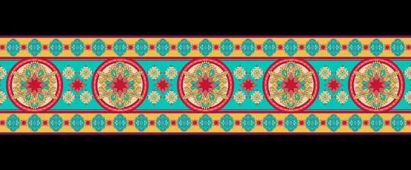 Diseño Digital Textil Motivo Borde Patrón Hecho Mano Obras Arte —  Fotos de Stock