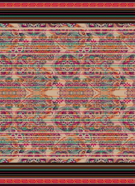 Multifärgad Kreativ Traditionell Prydnad Geometrisk Etnisk Bakgrund Mönster Bas Blommig — Stockfoto