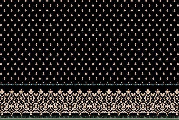 Текстиль Цифровой Дизайн Моголов Мотив Цветок Детали Орнамент Этнический Рисунок — стоковое фото