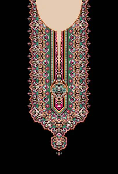 Geométrica Étnica Oriental Patrón Tradicional Floral Collar Bordado Diseño Para — Foto de Stock