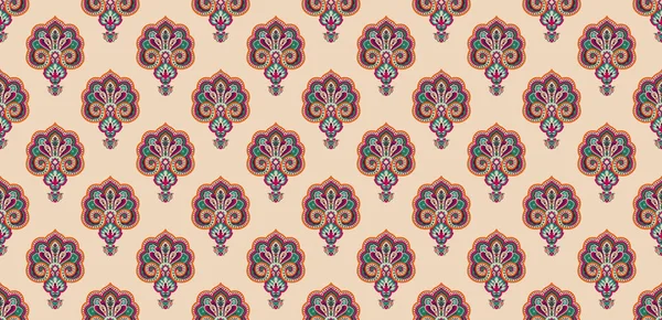 豪華な花の装飾とシームレスなパターン 伝統的なアラビア語 インドのモチーフ 生地や繊維のための素晴らしい 包装や任意の所望のアイデア — ストック写真
