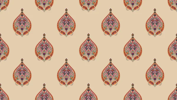 Ethnic Paisley Geometric Motifs Fabric Patchwork Abstract Seamless Pattern — Stock Photo, Image
