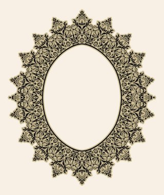 Mandala 'nın yuvarlak şekli. Perslilerin soyut tasarımı - İslami-Türk-Ara - Çember çember çiçekli sınır!