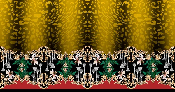 Бесшовные Листья Леопардовым Узором Бежевом Иллюстрация Леопардовая Текстура — стоковое фото