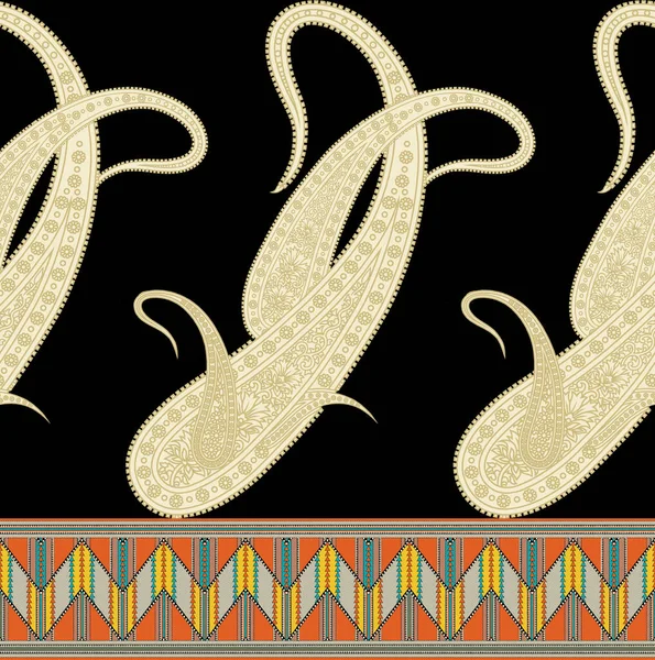 Tekstylny Digital Design Przodu Tyłu Biały Ozdoby Handmade Ilustracji Border — Zdjęcie stockowe