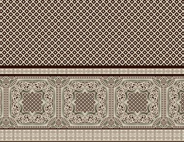 Etnik geometrik şekiller sınır barok ve Babür sanatının desensiz desenleri desenli şal desenli, tekrar eden çiçek desenli, klasik arka plan çizen barok. kumaş yazdırma.