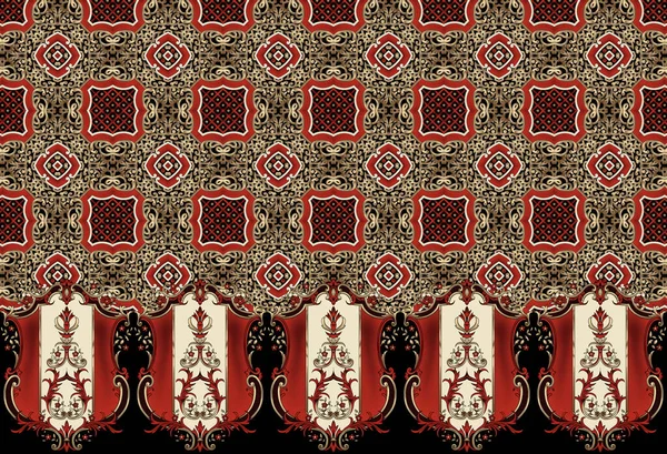 Textile Digital Design Motif Pattern Decor Border Mughal Paisley Abstract — 图库照片