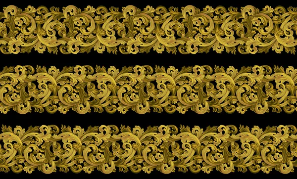 Kusursuz Süs Çiçekli Sınır Şam Deseni Zincir Desenli Altın Zincirler — Stok fotoğraf