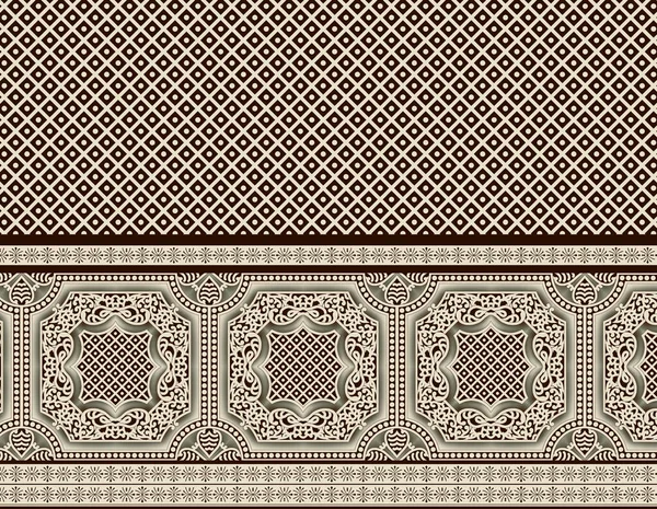 Έθνικ Γεωμετρικά Σχήματα Σύνορα Μπαρόκ Και Mughal Τέχνη Απρόσκοπτη Μοτίβο — Φωτογραφία Αρχείου