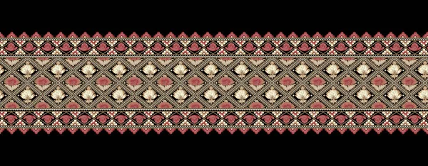 Παραδοσιακά Έθνικ Γεωμετρικά Σχήματα Σύνορα Mughal Τέχνη Μπαρόκ Και Πολλαπλών — Φωτογραφία Αρχείου