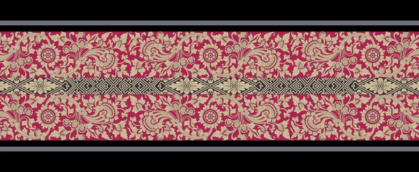 Barock Dekoration Gräns Med Blommor Illustration Elegant Design För Textil — Stockfoto