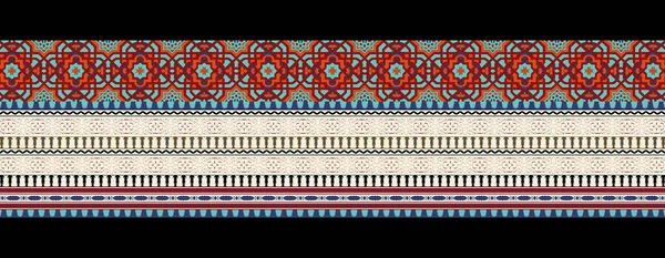 摩洛哥无缝隙边界 传统伊斯兰设计 清真寺装饰元素 传统的奥斯曼帝国伊兹尼克无缝隙边境 伊斯兰花卉设计 米色上的红色 — 图库照片