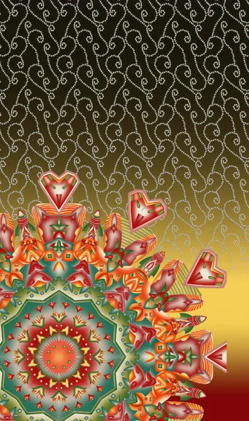 Textile Digital Ikat Ethnic Design Set Damask Border Baroque Pattern — ストック写真
