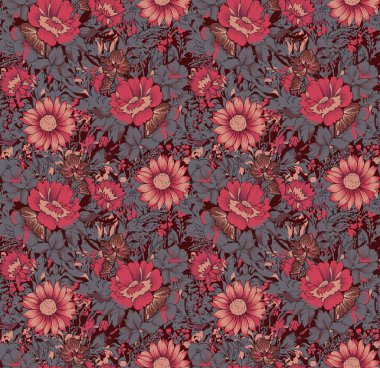 desenli desenli desenli çiçek deseni ve Hint çiçeği motifleri. tekstil ve dekorasyon için damasyon biçimi