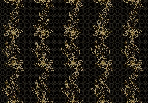 Geometrisches Blumenmuster Nahtloser Hintergrund Gold Und Dunkelblaues Ornament Ornament Für — Stockfoto