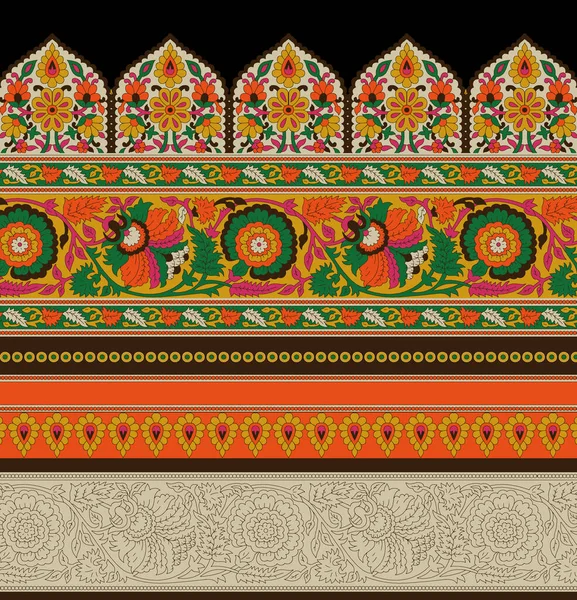 Красочный Цветочный Узор Традиционным Стилем Дизайна Персидский Узор Paisleys Границ — стоковое фото