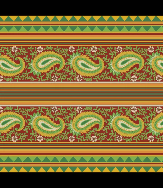 Formas Geométricas Étnicas Tradicionais Fronteira Arte Mughal Barroco Multi Flor — Fotografia de Stock
