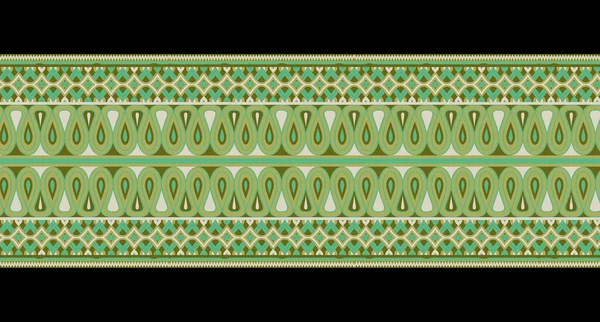 Bordado Azulejos Encaje Frontera Paisley Indio Tradicional Sin Costuras —  Fotos de Stock