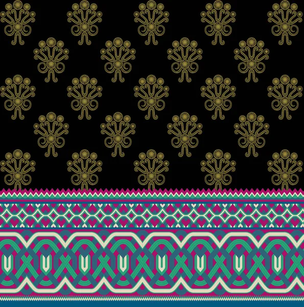 Kleurrijke Hand Getekend Bloemmotief Borduurwerk Textuur Ornament Ontwerp Digitale Textiel — Stockfoto