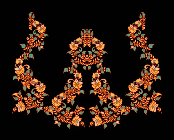 Seamless Pattern Stylized Ornamental Flowers Retro Vintage Style Jacobin Embroidery — Stock Photo, Image