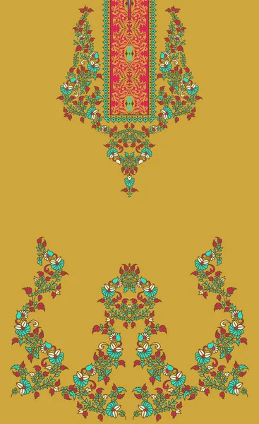 Textile Digital Ikat Ethnic Design Set Damask Border Baroque Pattern — Stockfoto