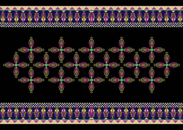 Florale Kreuzstichstickerei Auf Weißem Hintergrund Geometrisches Orientalisches Muster Traditional Aztekischer — Stockfoto