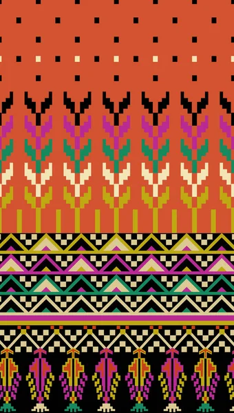 シームレスな花のニットパターン 幾何学的な民族東洋のパターン伝統的な背景 アステカ風 抽象的 イラスト テクスチャ ファブリック カーペット 印刷のためのデザイン — ストック写真