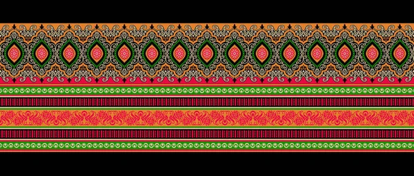 Красивый Геометрический Орнамент Этнический Дизайн Границы Рисунка Ручной Работы Акварелью — стоковое фото