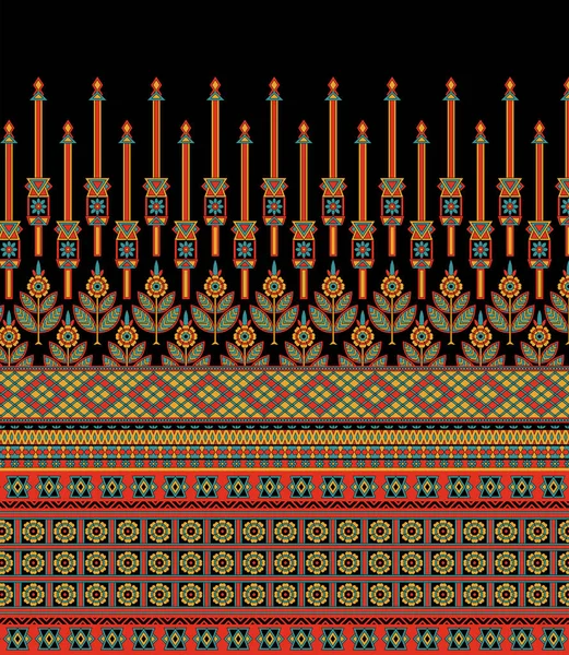 纺织品数码Ikat民族设计一套锦缎边框巴洛克图案壁纸女装礼品框用Mughal Paisley摘要古土耳其古典面料印花 — 图库照片