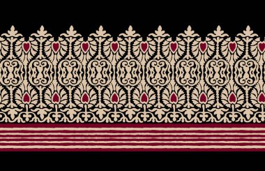 Textile Digital Ikat Ethnic Design Set of damask Border Baroque Pattern wallpapers gift card Frame for women cloth use Mughal Paisley Abstract Vintage Turkish Indian classical texture print in fabrics
