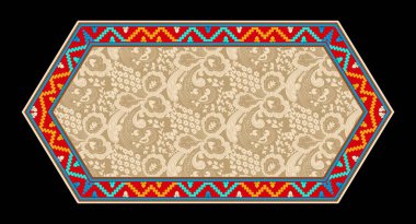 Arka plan, halı, duvar kağıdı, giysi, ambalaj, kumaş ve illüstrasyon için geleneksel geleneksel geometrik etnik doğulu desensiz tasarım. Nakış stili.