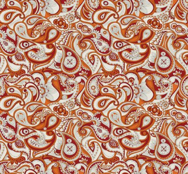 Ajrakh Deseni ve blok baskı deseni ve batik parmak izi arka plan dijital baskı deseni tekstil deseni. Arka planda geleneksel Hint deseni.