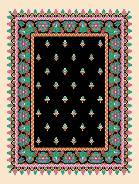 Madhubani Kalamkari Chinz Kani Abstract Shirting Ajrakh Ikat Block Print — Foto Stock