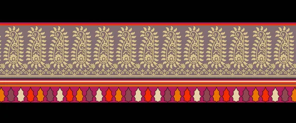 テキスタイルデジタルイカット民族デザインダマスクのセットボーダーバロックパターン壁紙ギフトカードフレーム用女性の布使用Mughalペイズリーアブストラクトヴィンテージトルコ語インドの古典的なテクスチャプリントで生地 — ストック写真