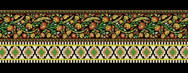 Textile Digital Ikat Ethnic Design Set Damassé Frontière Baroque Fonds — Photo