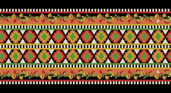 Baroque Ornament Border Flowers Illustration Elegant Design Textile Branding Handmade — Stockfoto