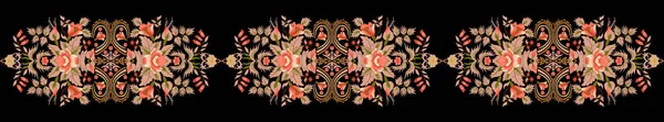 Textile Digital Ikat Ethnic Design Set Damask Border Baroque Pattern — Fotografia de Stock