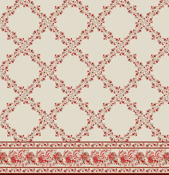 Textile Digital Ikat Ethnic Design Set Damask Border Baroque Pattern — Stockfoto