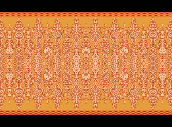 金のシームレスアラビア装飾 オレンジ無限のアラベスク国境 シームレス黄金の東洋の装飾 無限のアラビア模様の境界線 フレーム ペルシア絵画 — ストック写真
