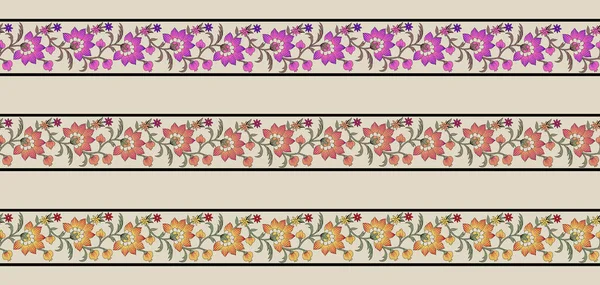 Digital Textile Design Mughal Flower Motif Art Ethnic Flower Motif — Φωτογραφία Αρχείου