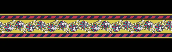 Textile Digital Ikat Ethnic Design Set Damask Border Baroque Pattern — Stok Foto
